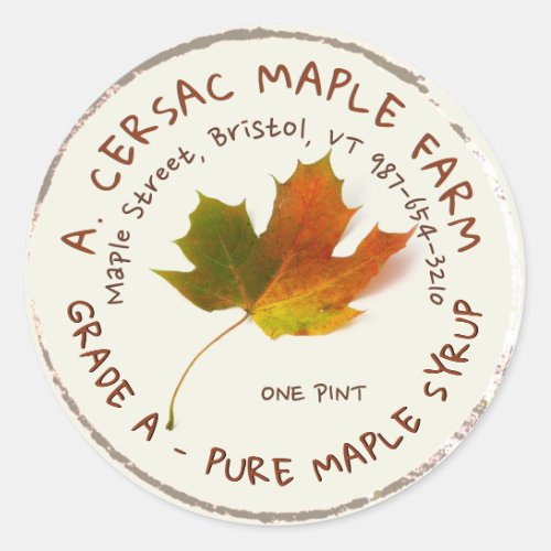 Maple Syrup Maple Leaf Rustic Editable Label