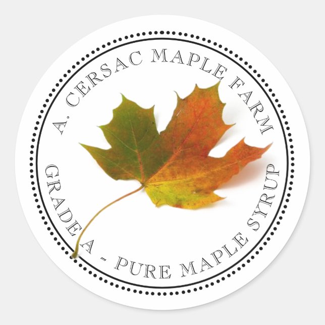 Maple Syrup Maple Leaf Simplified Editable Label (Front)