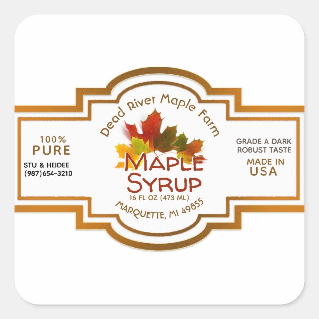Maple Syrup Maple Leaf Trio Old Style Label (Front)
