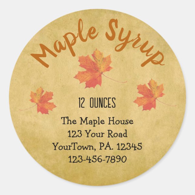 Maple Syrup Maple Leaves Business Sticker (Front)