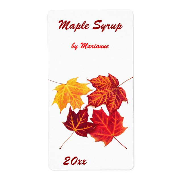 Maple syrup - maple leaves canning label (Front)