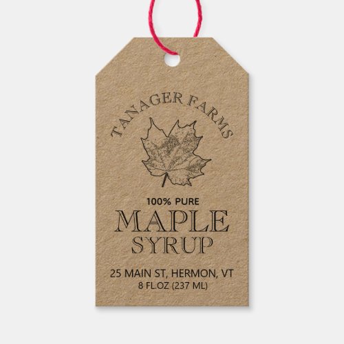 Maple Syrup Nutrition Facts GradeSeason Checklist Gift Tags