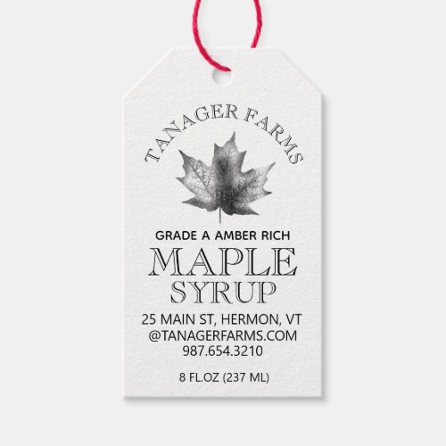 Maple Syrup Nutrition Facts GradeSeason Checklist Gift Tags