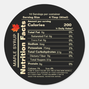 Maple Syrup Nutrition Facts Red Sugar Maple Leaf Classic Round Sticker
