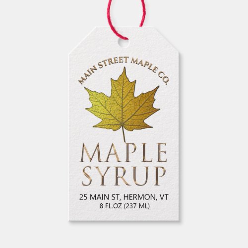 Maple Syrup Nutrition GradeSeason Jar Neck Tag