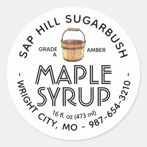 Maple Syrup Old Fashioned Sap Bucket White Label  