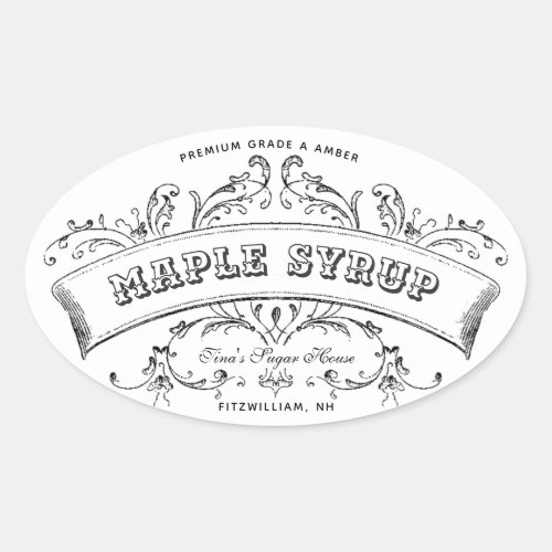 Maple Syrup Old Fashioned Scroll Editable Label