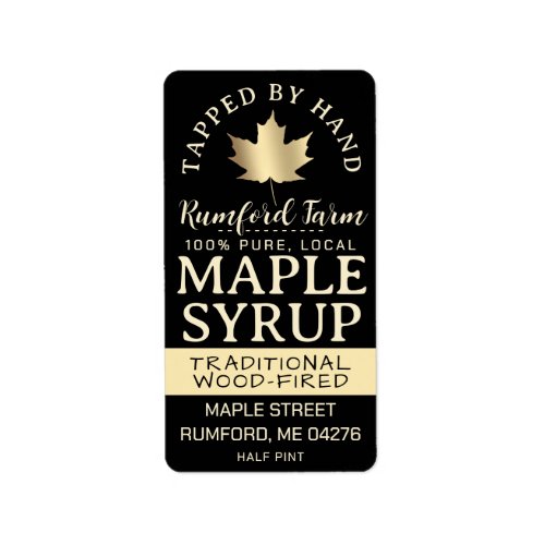 Maple Syrup on Address or Shipping Label Gold Leaf