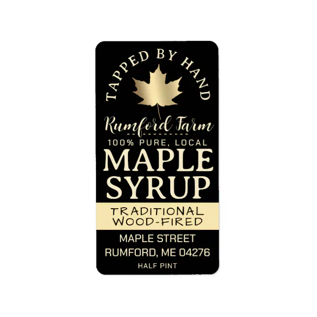 Maple Syrup on Address or Shipping Label Gold Leaf | Zazzle