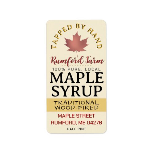 Maple Syrup on Address or Shipping Label Red Leaf