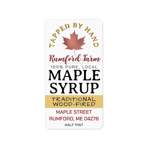 Maple Syrup on Address or Shipping Label Red Leaf