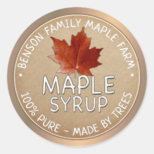 Maple Syrup Product Label 100% PURE -MADE BY TREES