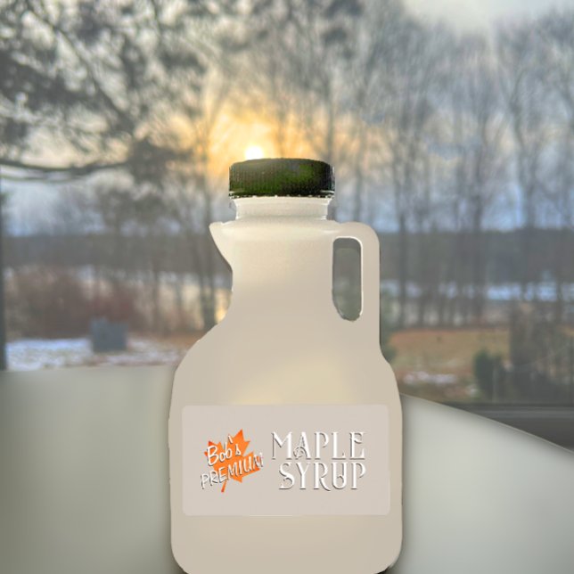 Maple Syrup Red Grunge Maple Leaf on Tan Label (Creator Uploaded)