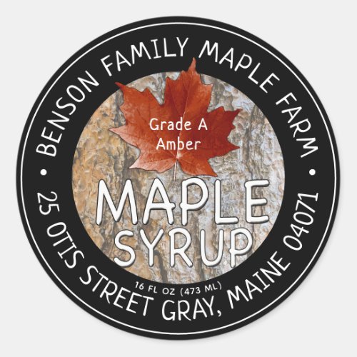 Maple Syrup Red Leaf Tree Bark Editable Label