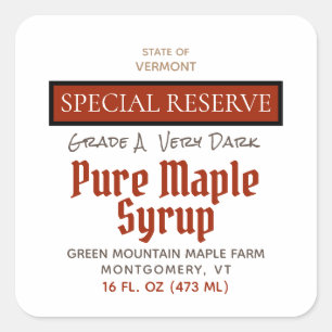 Maple Syrup Red Special Reserve STATE OF Square Sticker