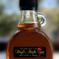 Maple Syrup Return Address Label Red Leaf on Black