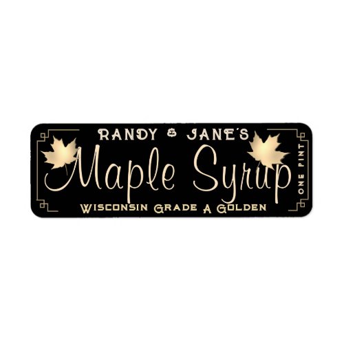 Maple Syrup Return Address Label Size Gold Leaf