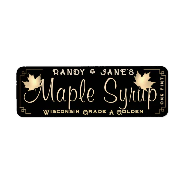 Maple Syrup Return Address Label Size Gold Leaf | Zazzle