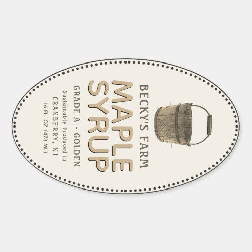 Maple Syrup Sap Bucket Border Oval Label