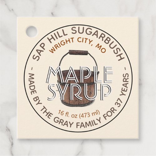 Maple Syrup Sap Bucket Editable Product Tag