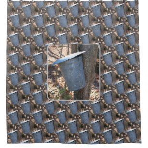 Maple Syrup Sap Bucket Nature Pattern Shower Curtain