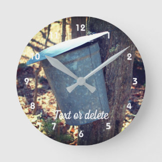 Maple Syrup Sap Bucket On Tree Personalized Round Clock