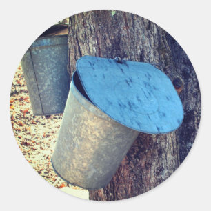 Maple Syrup Sap Buckets Nature Classic Round Sticker