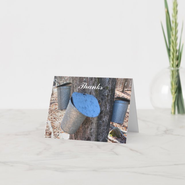 Maple Syrup Sap Buckets Nature Thank You Card (Front)