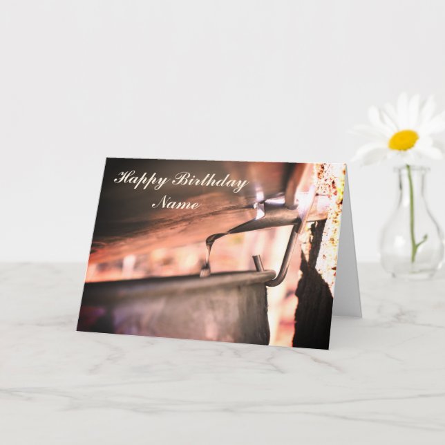 Maple Syrup Sap Running Personalized Birthday Card (Small Plant)