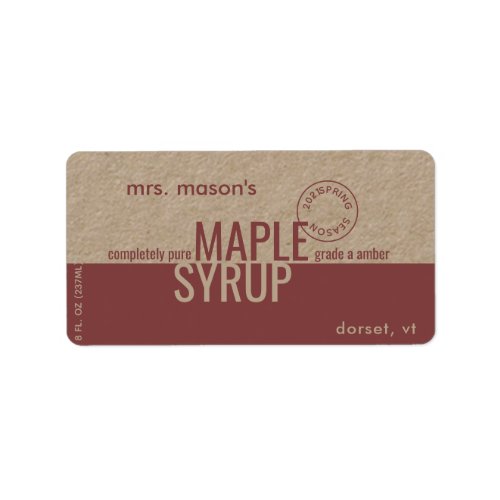 Maple Syrup Spring Season Kraft and Brown Label