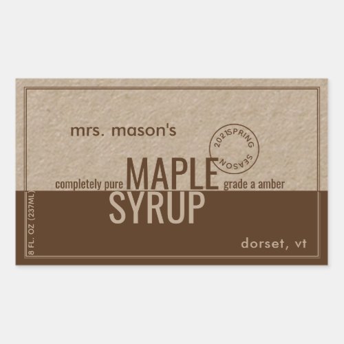 MAPLE SYRUP SPRING SEASON KRAFT and BROWN LABEL