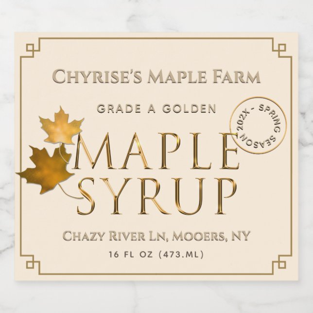 Maple Syrup Spring Season Medallion and Year Label (Single Label)