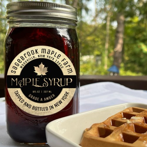 MAPLE SYRUP STATE NAME LABEL GOLD  BLACK