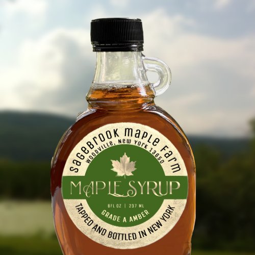 MAPLE SYRUP STATE NAME LABEL GOLD  GREEN