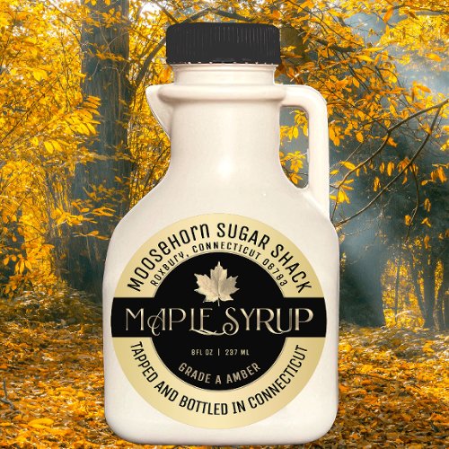 Maple Syrup State Name Label on Gold Gradient