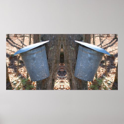 Maple Syrup Sugar Sap Bucket On Tree Abstract Poster
