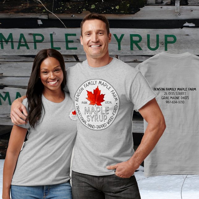 Maple Syrup T-shirt White Chalkboard Text Red leaf (Creator Uploaded)