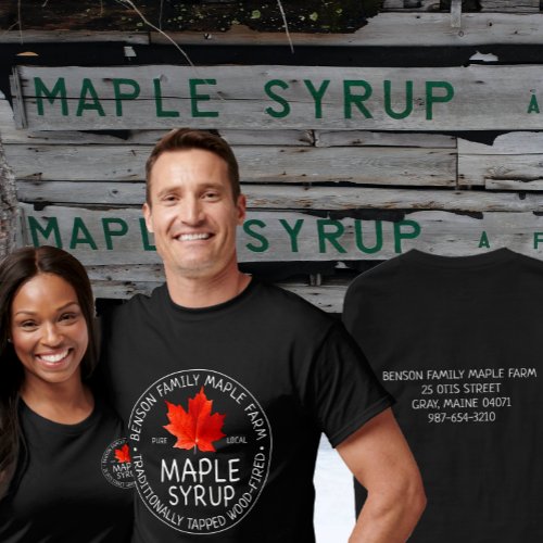 Maple Syrup T_shirt White Chalkboard Text Red leaf