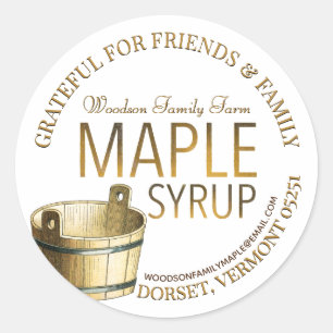 Maple Syrup Thankful for Family and Friends Gift   Classic Round Sticker