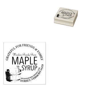 Maple Syrup Thankful for Family and Friends Gift Rubber Stamp