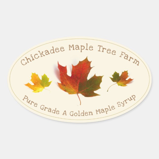 Maple Syrup Triplicate Color Maple Leaf Oval Label (Front)