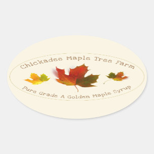 Maple Syrup Triplicate Color Maple Leaf Oval Label