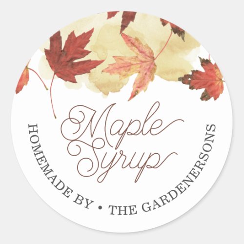 Maple Syrup Watercolor Classic Round Sticker