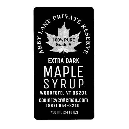 Maple Syrup White Leaf Black Shipping Label Size