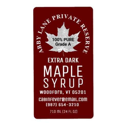 Maple Syrup White Leaf Red Shipping Label Size
