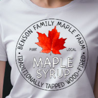 Maple Syrup White T-shirt Chalkboard Text Red leaf