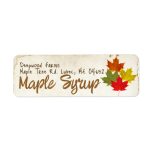 Maple Syrup with Colorful Leaves Plastic Jug Label