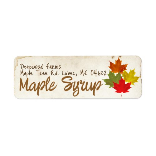 Maple Syrup with Colorful Leaves Plastic Jug Label