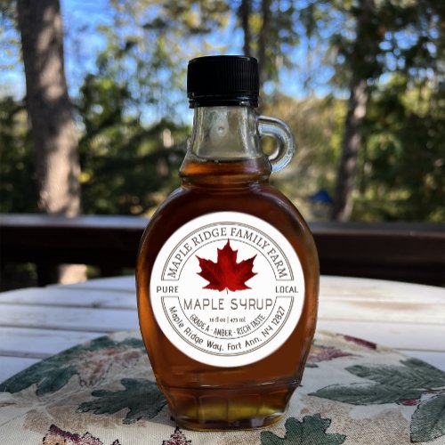 Maple Syrup with Red Leaf Pure Local Label