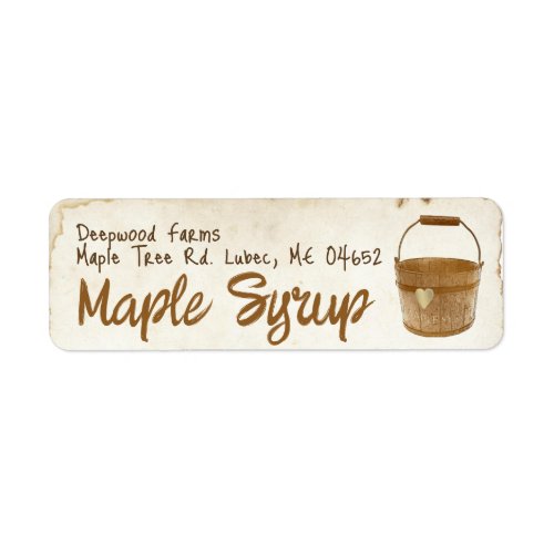 Maple Syrup with Sap Bucket Plastic Jug Label